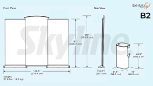 ExhibitGo B2 portable tradeshow kit dimensions
