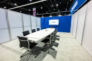 conference room in a tradeshow booth for Okuma